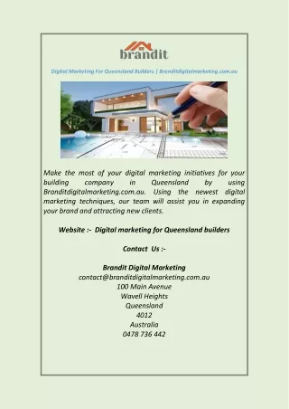 Digital Marketing For Queensland Builders  Branditdigitalmarketing.com.au