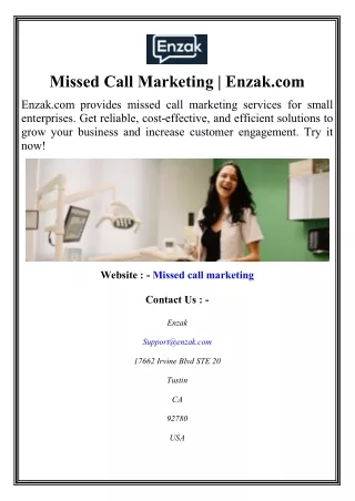 Missed Call Marketing  Enzak.com