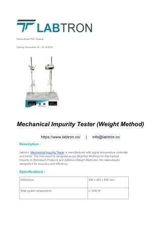 Mechanical Impurity Tester
