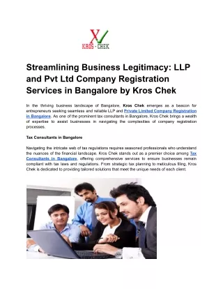 Streamlining Business Legitimacy_ LLP and Pvt Ltd Company Registration Services in Bangalore by Kros Chek