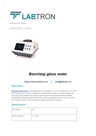 Benchtop gloss meter