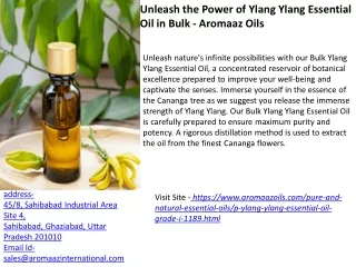 Unleash the Power of Ylang Ylang Essential Oil in Bulk - Aromaaz Oils