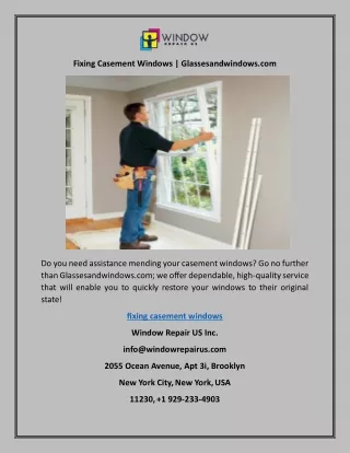 Fixing Casement Windows | Glassesandwindows.com