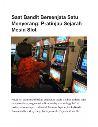 Saat Bandit Bersenjata Satu Menyerang: Pratinjau Sejarah Mesin Slot