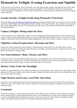 Plymouth Pulse Unleashed: Hub of Town Center Exploration