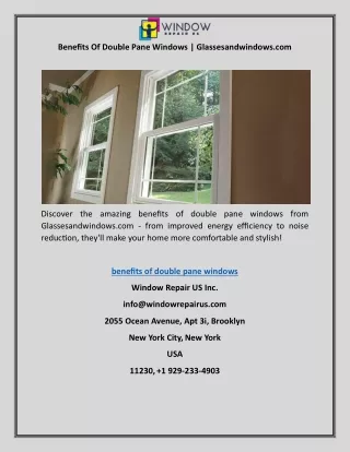 Benefits Of Double Pane Windows | Glassesandwindows.com