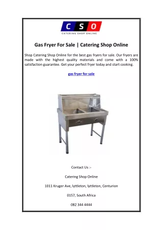 Gas Fryer For Sale | Catering Shop Online