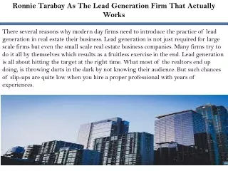 Ronnie Tarabay As The Lead Generation Firm That Actually Works