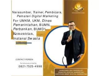 0821.7525.4998| Dosen Tamu Digital Marketing Belitung Margiono SEO