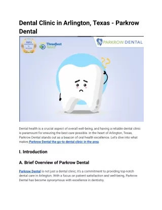 Dental Clinic in Arlington, Texas - Parkrow Dental