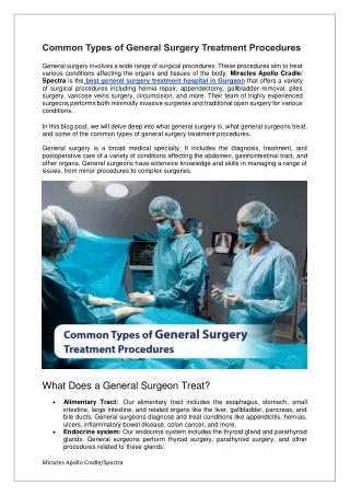 Common Types of General Surgery Treatment Procedures