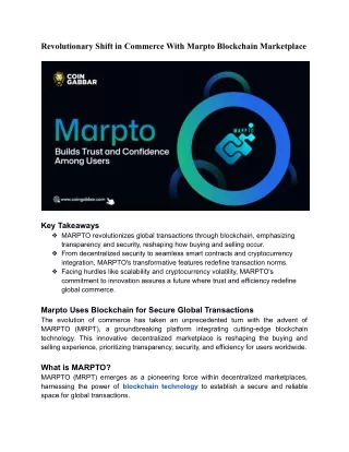 Revolutionary Shift in Commerce With Marpto Blockchain Marketplace