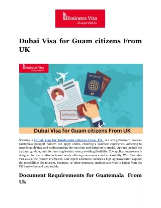 Dubai Visa for Guam citizens From  UK