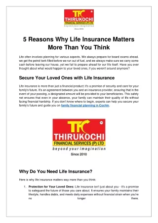 5 Reasons Why Life Insurance Matters More Than You Think