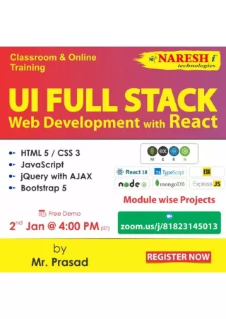 Free Demo On UI Full Stack Web with React JS - Naresh IT