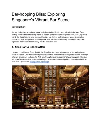 Singapore's Vibrant Bar Scene