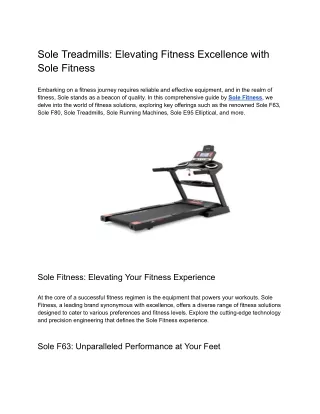 Sole Treadmills_ Elevating Fitness Excellence with Sole Fitness