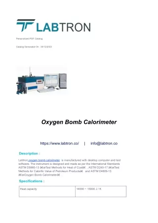 Oxygen Bomb Calorimeter