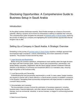 Disclosing Opportunities_ A Comprehensive Guide to Business Setup in Saudi Arabia