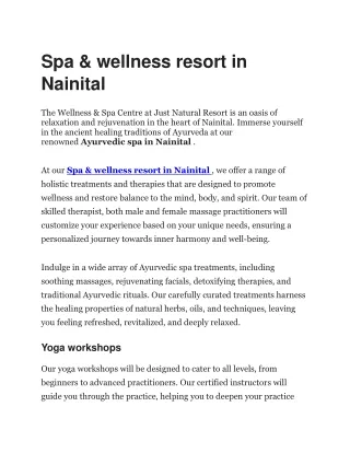 Spa & wellness resort in Nainital