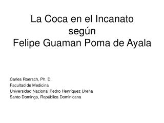La Coca en el Incanato según Felipe Guaman Poma de Ayala