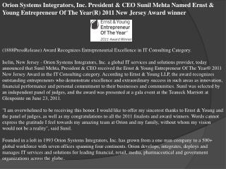 orion systems integrators, inc. president & ceo sunil mehta