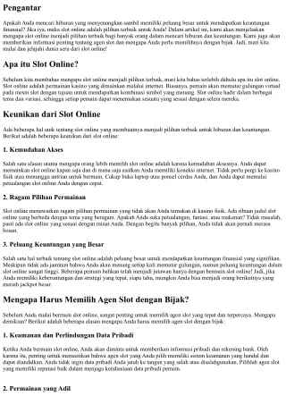 Mengapa Slot Online adalah Pilihan Terbaik untuk Hiburan dan Keuntungan?