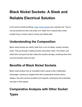 Black Nickel Sockets_ A Sleek and Reliable Electrical Solution