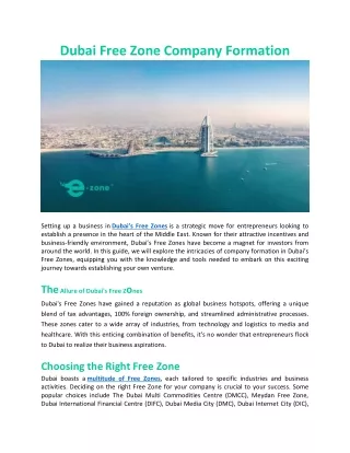 Dubai Free Zone Company Formation