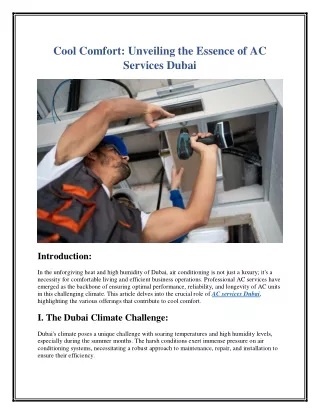Cool Comfort: Unveiling the Essence of AC Services Dubai