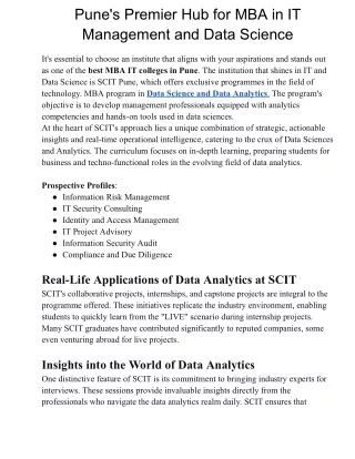 Pune's Premier Hub for MBA in IT Management and Data Science