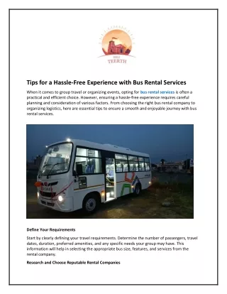 Tips for a Hassle-Free Experience with Bus Rental Services