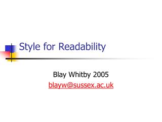 Style for Readability