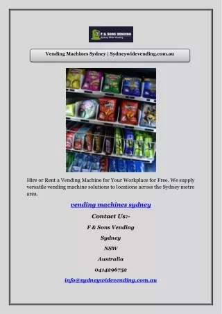 Vending Machines Sydney | Sydneywidevending.com.au