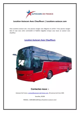 Location Autocars Avec Chauffeurs - Locations-autocar