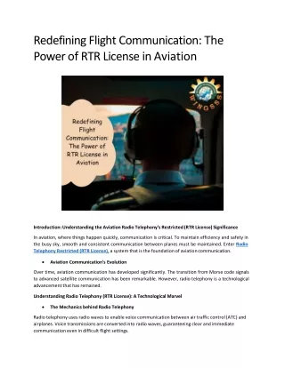 Redefining Flight Communication The Power of RTR License in Aviation