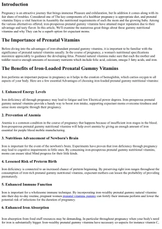 The Benefits of Iron-Prosperous Prenatal Gummy Vitamins