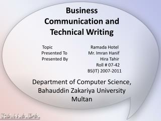 Business Communication and Technical Writing