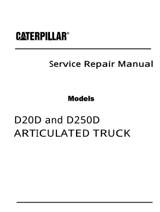 Caterpillar Cat D20D ARTICULATED TRUCK (Prefix 9MG) Service Repair Manual (9MG00001 and up)