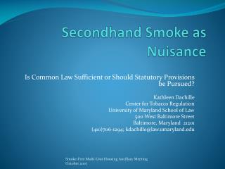 Secondhand Smoke as Nuisance