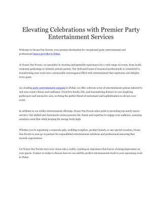 Elevating Celebrations with Premier Party Entertainment Services