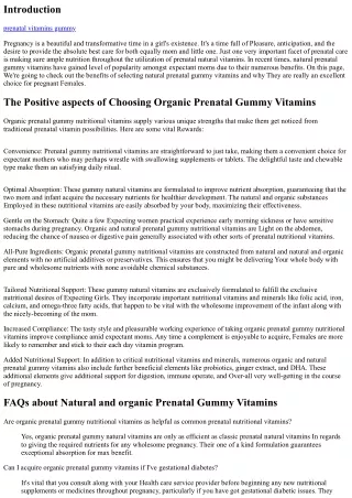 The advantages of Choosing Organic and natural Prenatal Gummy Vitamins