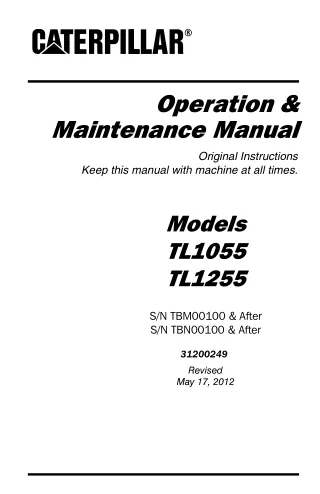 Caterpillar Cat TL1255 Telehandler Operation and Maintenance manual