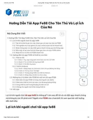Hướng Dẫn Tải App Fe88 Cho Tân Thủ Và Lợi Ích Của Nó
