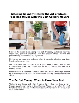 Sleeping Soundly Master the Art of Stress-Free Bed Moves with the Best Calgary Movers