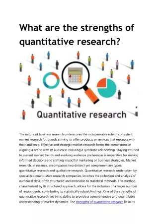 What are the strengths of quantitative research