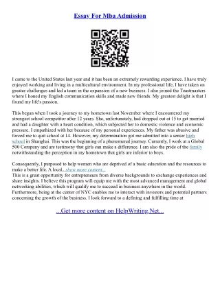 Mba Entrance Essays
