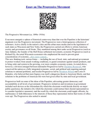 Progressive Movement Essay