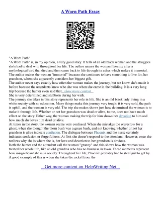 A Worn Path Essay