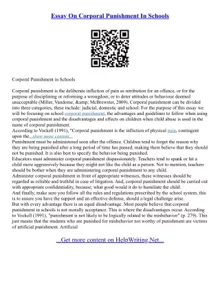 Essay On Corporal Punishment